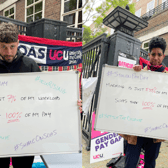 SOAS staff on the picket line following 100% wage deductions over assessment boycott. Credit: SOAS UCU