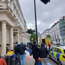 The asylum seekers outside the hotel on the morning of June 2. Credit: Ben Lynch.