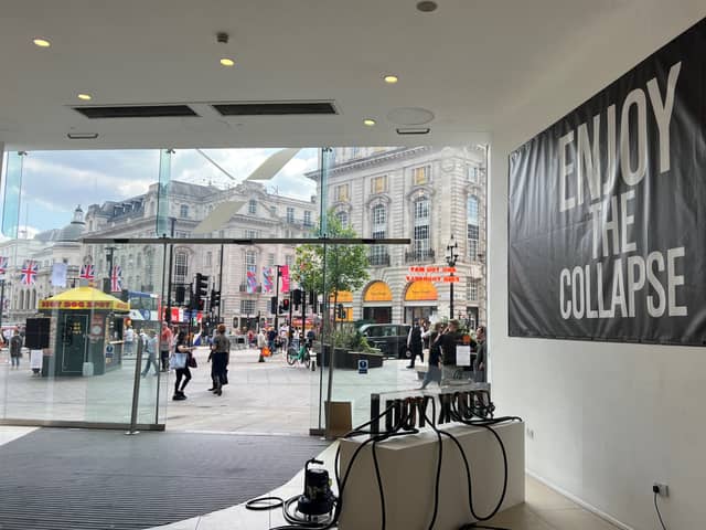 Just Stop Oil’s You May Find Yourself.. exhibition at Koppel X, Piccadilly Circus. (Photo by André Langlois)