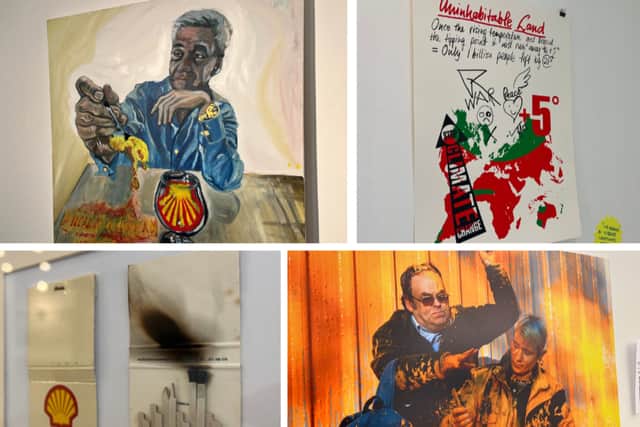 Artworks from Just Stop Oil’s You May Find Yourself... (Photo by André Langlois)