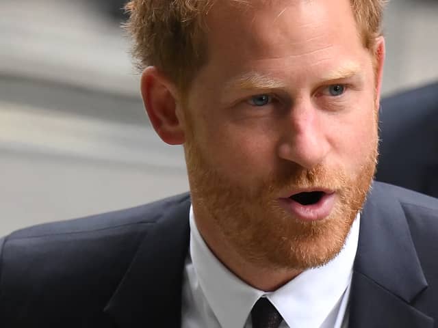 Britain’s Prince Harry, Duke of Sussex, arrives to the Royal Courts of Justice. (Photo by DANIEL LEAL/AFP via Getty Images)