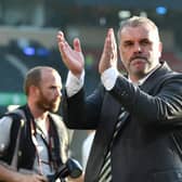 Angelos Postecoglou, Manager of Celtic, applauds the fans after the final whistle of the Scottish Cup (Photo by Mark Runnacles/Getty Images)
