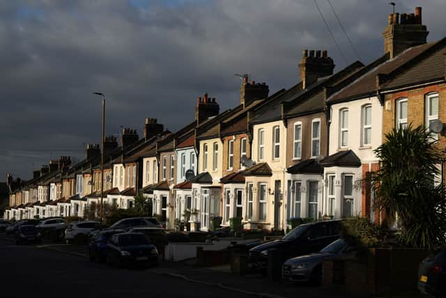 Terraced houses in south London. Credit: Daniel Leal/AFP via Getty Images.