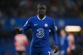 Ngolo Kante of Chelsea looks on during the Premier League match between Chelsea (Photo by Mike Hewitt/Getty Images)