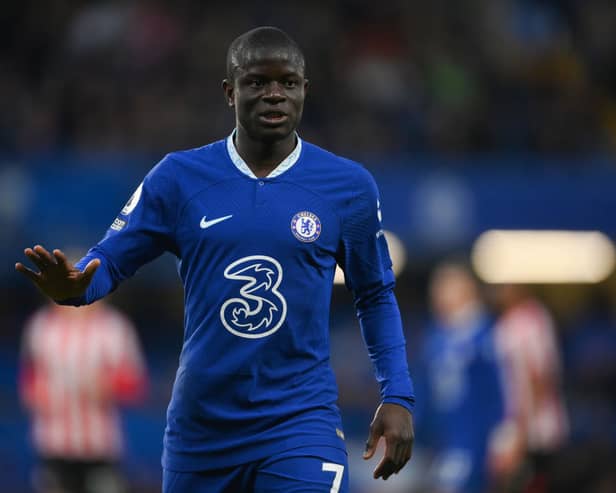 Ngolo Kante of Chelsea looks on during the Premier League match between Chelsea (Photo by Mike Hewitt/Getty Images)