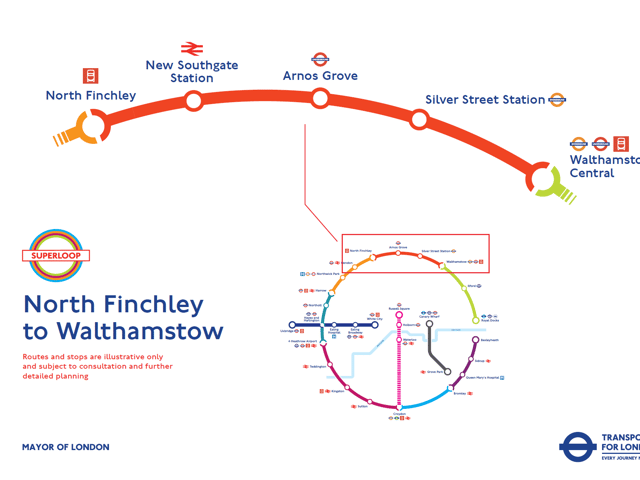 New proposed express bus route between North Finchley and Walthamstow