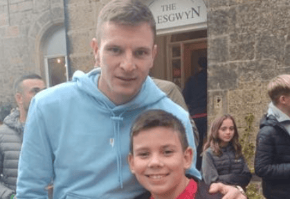 Morgan with Wrexham star Paul Mullin