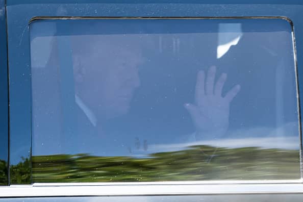 Former US President Donald Trump arrives to the Wilkie D. Ferguson Jr. United States Courthouse in Miami, Florida, US, on Tuesday, June 13, 2023. Trump is due in a Miami federal court to face charges alleging he jeopardized national security by violating the Espionage Act, even as he leads the Republican field for next year's presidential race. Photographer: Nathan Howard/Bloomberg via Getty Images