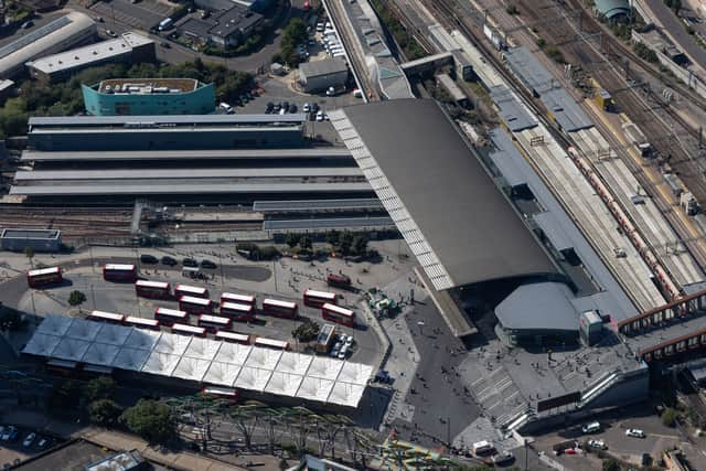 An aerial shot of Stratford station in Newham. Credit: LLDC.