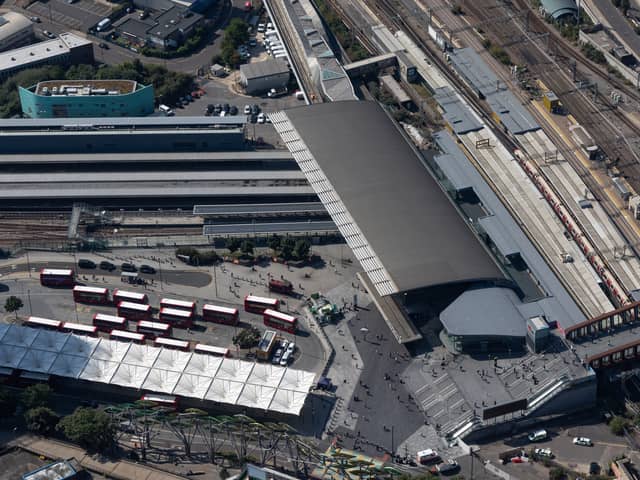 An aerial shot of Stratford station in Newham. Credit: LLDC.