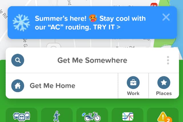 The Citymapper app has a new air conditioning feature