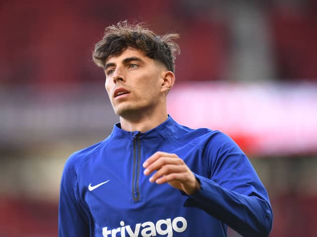 Chelsea’s Kai Havertz warms up ahead of a match
