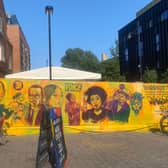 Windrush 75 mural at Brixton Village