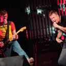 Graham Coxon and Damon Albarn of Blur perform on the Pyramid Stage at the Glastonbury Festival in 2009. (Photo by Jim Dyson/Getty Images)