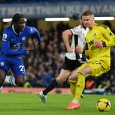 Datro Fofana of Chelsea goes past Bernd Leno of Fulham but misses during the Premier League match (Photo by Justin Setterfield/Getty Images)