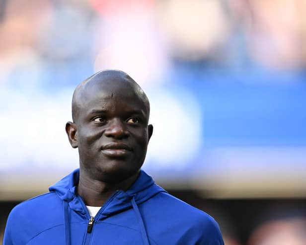 Chelsea’s French midfielder N’Golo Kante reacts at the end of the English Premier League football match between Chelsea and Newcastle (Photo by JUSTIN TALLIS/AFP via Getty Images)