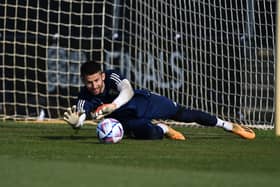 Guglielmo Vicario of Italy warms up during a training session for the UEFA Nations League (Photo by Claudio Villa/Getty Images)