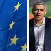 Sadiq Khan wanted to fly the EU flag on the anniversary of Brexit. (Photos by Getty)