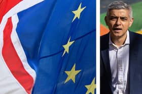 Sadiq Khan wanted to fly the EU flag on the anniversary of Brexit. (Photos by Getty)