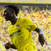 Nicolas Jackson of Villarreal CF celebrates after scoring the team's second goal during the LaLiga Santander (Photo by Aitor Alcalde/Getty Images)