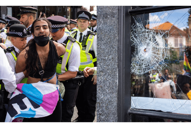 Counter protest at drag queen story time event turns violent