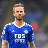 James Maddison of Leicester looks on during the Premier League match (Photo by Michael Regan/Getty Images)