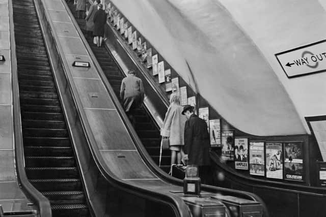 ‘Stand on the right’. This is Holborn Underground station in 1962. (Photo by Evening Standard/Hulton Archive/Getty Images)