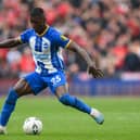 Moises Caicedo of Brighton & Hove Albion in actionduring the Emirates FA Cup Semi Final (Photo by Mike Hewitt/Getty Images)
