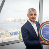 Sadiq Khan has unveiled five new rainbow flags. (Photo GLA)