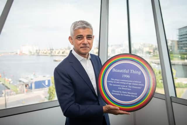 Sadiq Khan has unveiled five new rainbow flags. (Photo GLA)