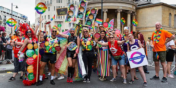 The Pride Parade this weekend will cause some travel disruptions.  Credit: TfL