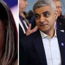 Lisa Nandy (l), shadow secretary for levelling up, housing and communities, and Sadiq Khan (r), London Mayor. Credit: Christopher Furlong/Isabel Infantes/Getty Images.