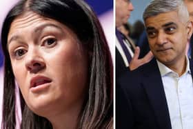 Lisa Nandy (l), shadow secretary for levelling up, housing and communities, and Sadiq Khan (r), London Mayor. Credit: Christopher Furlong/Isabel Infantes/Getty Images.