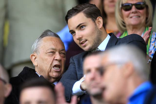David Sullivan with son Jack taking in a match at Carrow Road (Image: Getty Images)