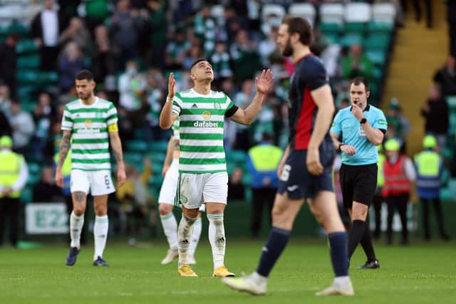 Giorgos Giakoumakis celebrates a hat-trick against Ross County in 2022 (Image: Getty Images)