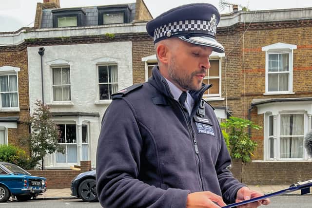 Supt Jack May-Robinson speaking at the scene. Credit: Met Police.
