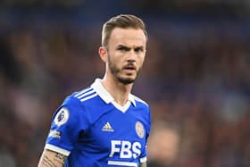 James Maddison of Leicester City looks on during the Premier League match between Leicester City and Liverpool FC  (Photo by Michael Regan/Getty Images)