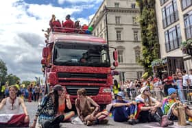 Just Stop Oil protesters at London Pride 2023. Credit: Just Stop Oil.