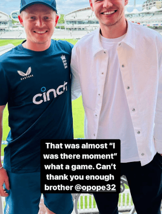 Aaron Ramsdale supported pal Ollie Pope at Lord’s (Image: Instagram @aaronramsdale)
