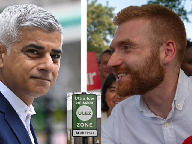 Sadiq Khan and Danny Beales. (Photo by Justin Tallis/AFP/Carl Court/Getty Images)