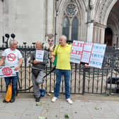 ULEZ protesters outside the High Court. Credit: Ben Lynch.