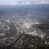 An aerial view of the river Thames in Westminster from a commercial flight approaching  Heathrow. (Photo by Oli Scarff/Getty Images)