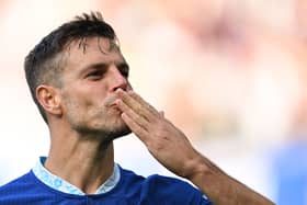 Chelsea's Spanish defender Cesar Azpilicueta celebrates at the end of the English Premier League football match   (Photo by JUSTIN TALLIS/AFP via Getty Images)