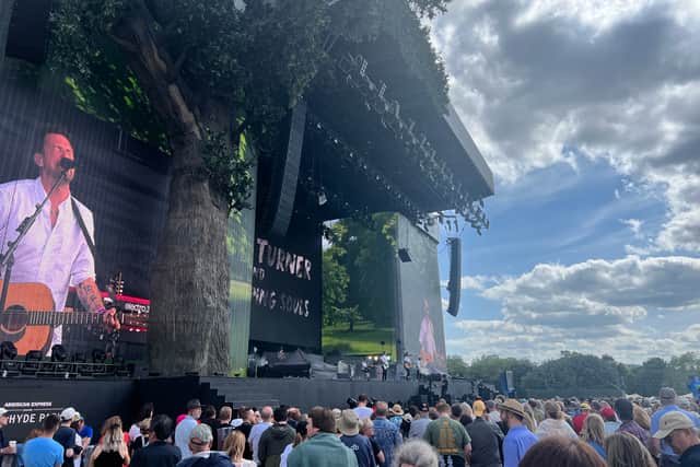 Frank Turner on stage at BST Hyde Park. (Photo by André Langlois) 