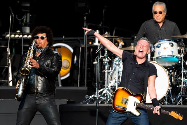 Bruce Springsteen and Jake Clemons of the E Street Band at BST Hyde Park Festival 2023. (Photo by Matthew Baker/Getty Images)