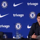 Chelsea's Argentinian head coach Mauricio Pochettino attends a press conference at Stamford Bridge in London  (Photo by HENRY NICHOLLS / AFP) (Photo by HENRY NICHOLLS/AFP via Getty Images)