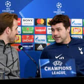 Mauricio Pochettino, Manager of Tottenham Hotspur speaks to Harry Kane of Tottenham Hotspur  (Photo by Michael Regan/Getty Images)
