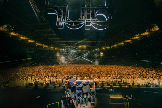 Blur at Wembley Stadium. (Photo by Phoebe Fox)