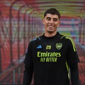  Kai Havertz of Arsenal during an Arsenal training session at London Colney on July 08, 2023 in St Albans  (Photo by David Price/Arsenal FC via Getty Images)