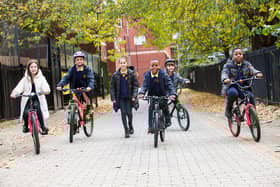 Islington schoolchildren cycling down their school street. Credit: Islington Council.